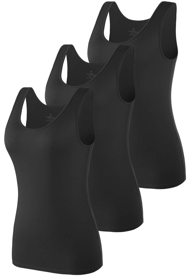 Vislivin Tank Tops for Woman Sleeveless Basic Undershirt Layering Tanks Black/Black/Black M - Image 1
